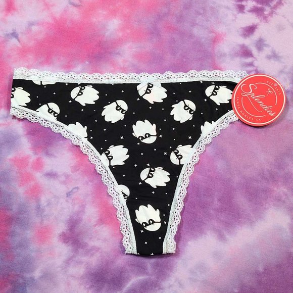 NWT Splendies Cool Ghost Lace Trim Thong Limited Edition: M - Picture 1 of 3